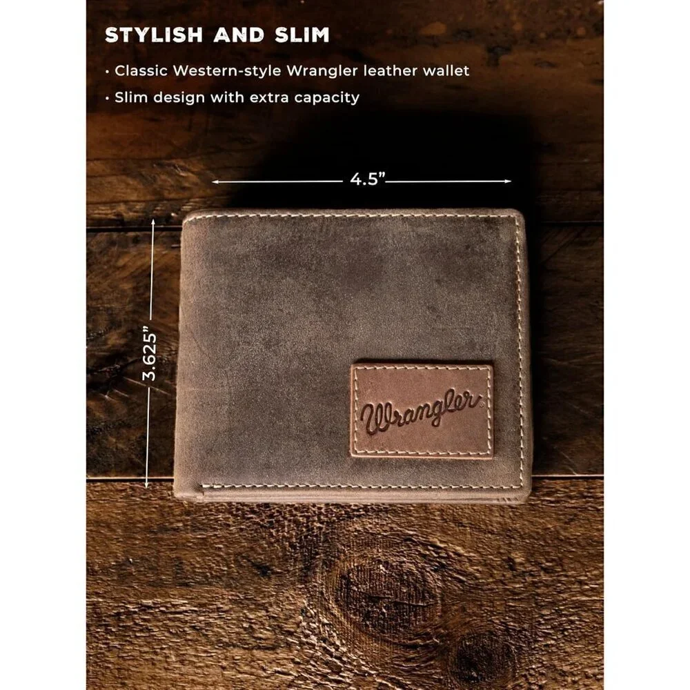 🆕Men Brown Bifold Slim RFID Blocking Wallet with Stealth AirTag Holder Genuine